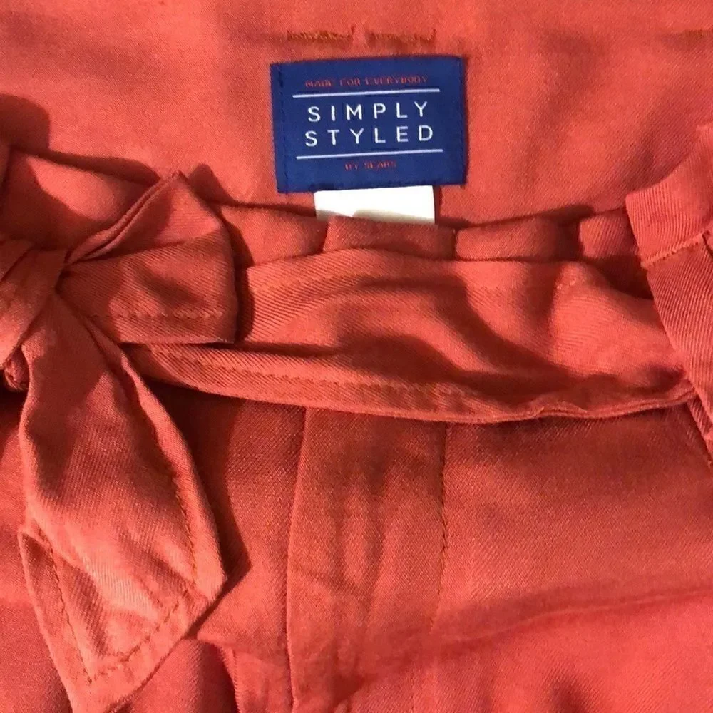Simply Styled belted paper bag short in coral color